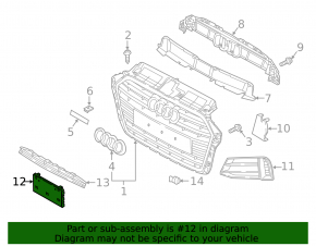 Front bumper license plate holder for Audi A3 8V 17-18