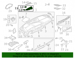 The front panel center trim for the Audi A5 F5 17-24 speakers is black, with a mesh, the mount is broken.