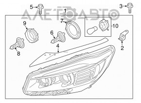 Headlight front left naked Kia Sorento 16-18 prerest usa