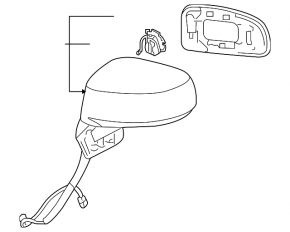Side mirror right Nissan Versa 1.8 10-12 3 pins, black