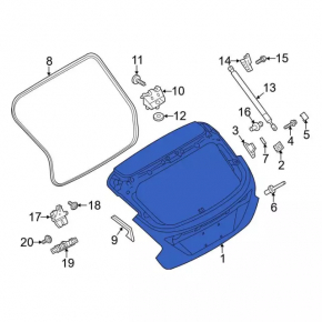 Naked tailgate for Ford Focus mk3 15-18 rest 5d