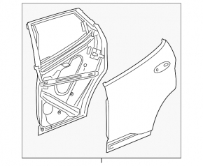 Door bare rear right Chevrolet Bolt 17-