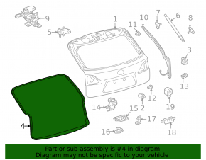 Rubber seal for the trunk door Lexus RX350 RX450h 10-15