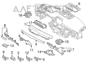 Front panel air duct deflector central Mazda CX-5 17- chrome