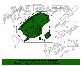 Torpedo front panel without AIRBAG Mercedes GLA 14-20 leather gray