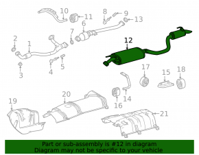 Muffler rear part resonator with barrel Toyota Highlander 20-22 3.5 dented