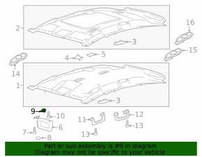 Driver's visor mounting hook Ford C-max MK2 13-18 gray