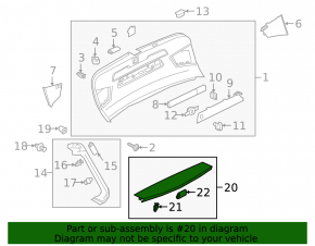 Upper tailgate trim for Audi Q3 83A 19-25 black, scratched