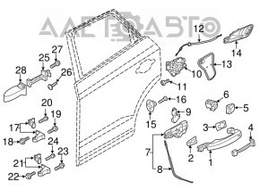 Front right door handle mechanism Audi Q3 8U 15-18 with cable