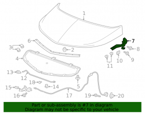 Right hood hinge Chevrolet Bolt 17-