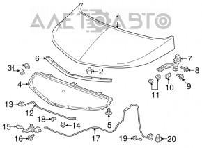 Right hood hinge Chevrolet Bolt 17-