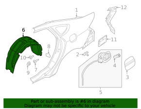 Rear left fender liner for Lincoln MKZ 13-20