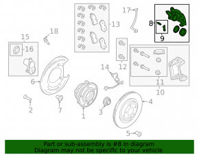 Land Rover Range Rover 22-25 electric rear right brake caliper, black