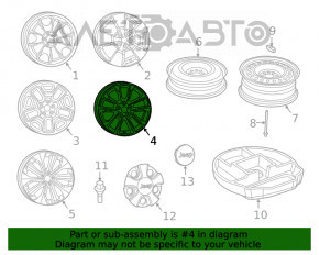 Spare tire for space saver Jeep Cherokee KL 14-23 D17 165/80, compact