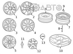 Spare tire for space saver Jeep Cherokee KL 14-23 D17 165/80, compact