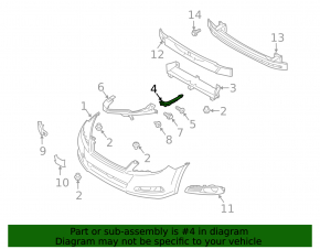 Front bumper mount right wing Subaru Outback 10-14
