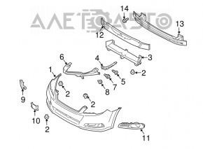 Front bumper mount right wing Subaru Outback 10-14
