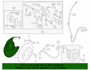 Brake Disc Cover Rear Left Kia Soul 14-19