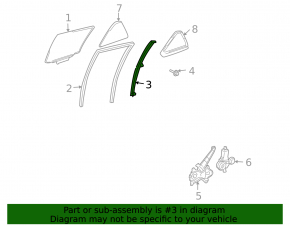 Rear right door glass guide for Lexus RX300 RX330 RX350 RX400h 04-08