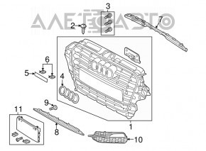 Lower grille front bumper Audi A3 8V 15-16 S-line