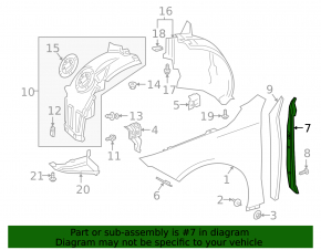 Left side door-wing seal trim for Mercedes A-class V177 19-22
