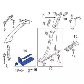 Door sill trim front right Ford Explorer 16-19 black