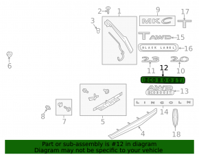 Emblem inscription ECO BOOST trunk door Lincoln MKC 15-18
