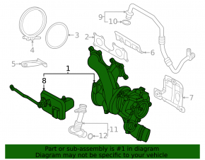 Turbocharger assembly with manifold BMW X5 G05 24-26 3.0T
