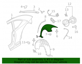 Rear right wing VW Beetle 12-19