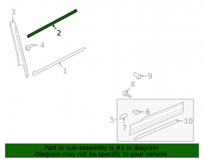 Upper rear left door molding for VW Tiguan 18-24