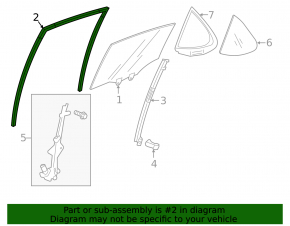 Rear left glass seal Acura TLX 15-
