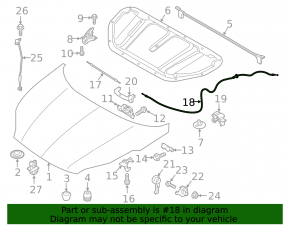Kia Sportage 17-22 rear hood release cable