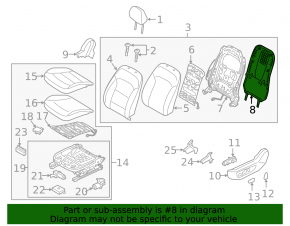 Black rear passenger seat trim for Hyundai Elantra AD 17-20