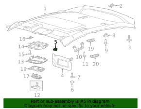 Driver's visor mounting hook Ford Focus mk3 11-18 gray, for 1 lamp and without lamp