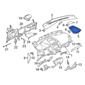 Box pocket front panel upper central Ford Edge 15- black, without speaker scratches
