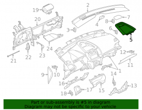 Box pocket front panel upper central Ford Edge 15- black, without speaker scratches