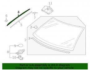 Right windshield molding for VW Jetta 19-26
