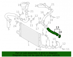 Intercooler pipe left third VW Atlas 18- 2.0T, rubber