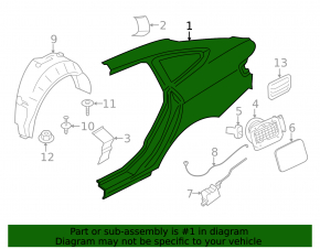 Quarter wing rear right BMW 4 F36 15-20 Gran Coupe