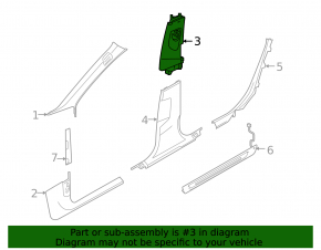 Upper left center pillar trim for Audi A6 C8 19-23 gray, under deflector, needs cleaning, scratches