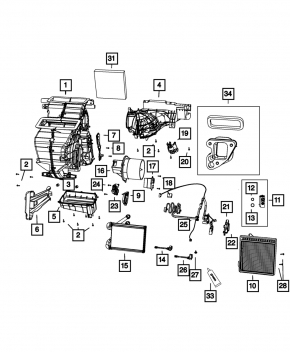 Heater assembly for Fiat 500 12-16 auto