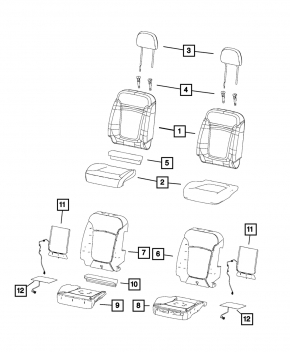 Jeep Renegade 15-17 passenger seat without airbag, cloth black
