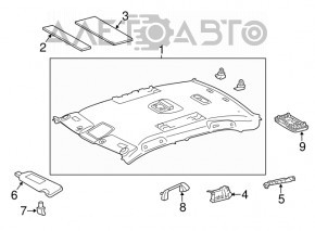Right visor Toyota Camry v50 12-14 usa gray, without hook, dry-cleanable, without backlight
