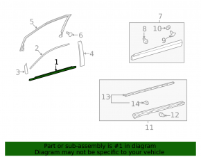 Molding door-glass central front right Lexus RX350 RX450h 10-15