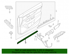 Inner front left glass seal Nissan Murano 25-26