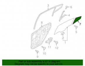 Door glass triangle rear right Hyundai Elantra AD 17-20