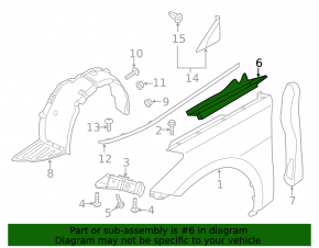 Left hood-fender seal for Hyundai Azera 12-17