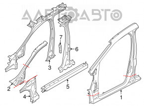 Body threshold metal with front pillar left Ford Escape MK3 13-