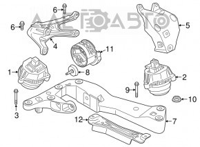 Right engine mount BMW 5 G30 17-23 2.0T AWD