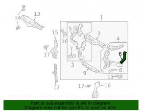 Lower reinforcement for the left wing apron for the Lexus RX330 RX350 RX400h 04-09